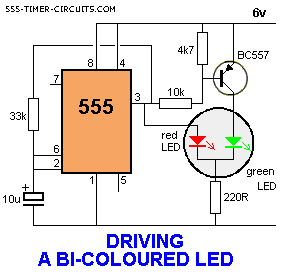 DRIVING BI-COLOUR LED Circuit