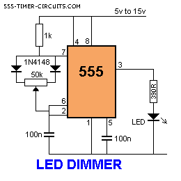 LED Dimmer Circuit with 555 Timer 