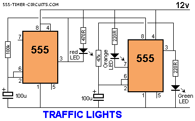 Traffic Light Wiring Diagram from www.555-timer-circuits.com